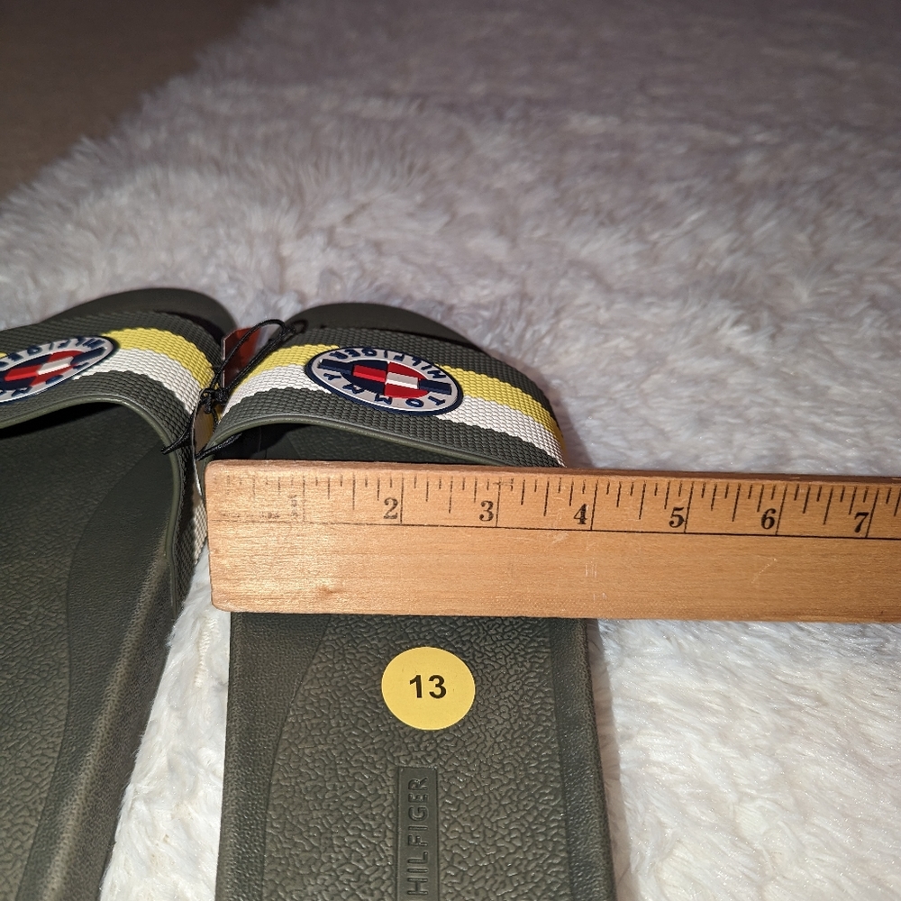 Nwt Tommy Hilfiger Men's olive/neon slides/sandals - Picture 5 of 15